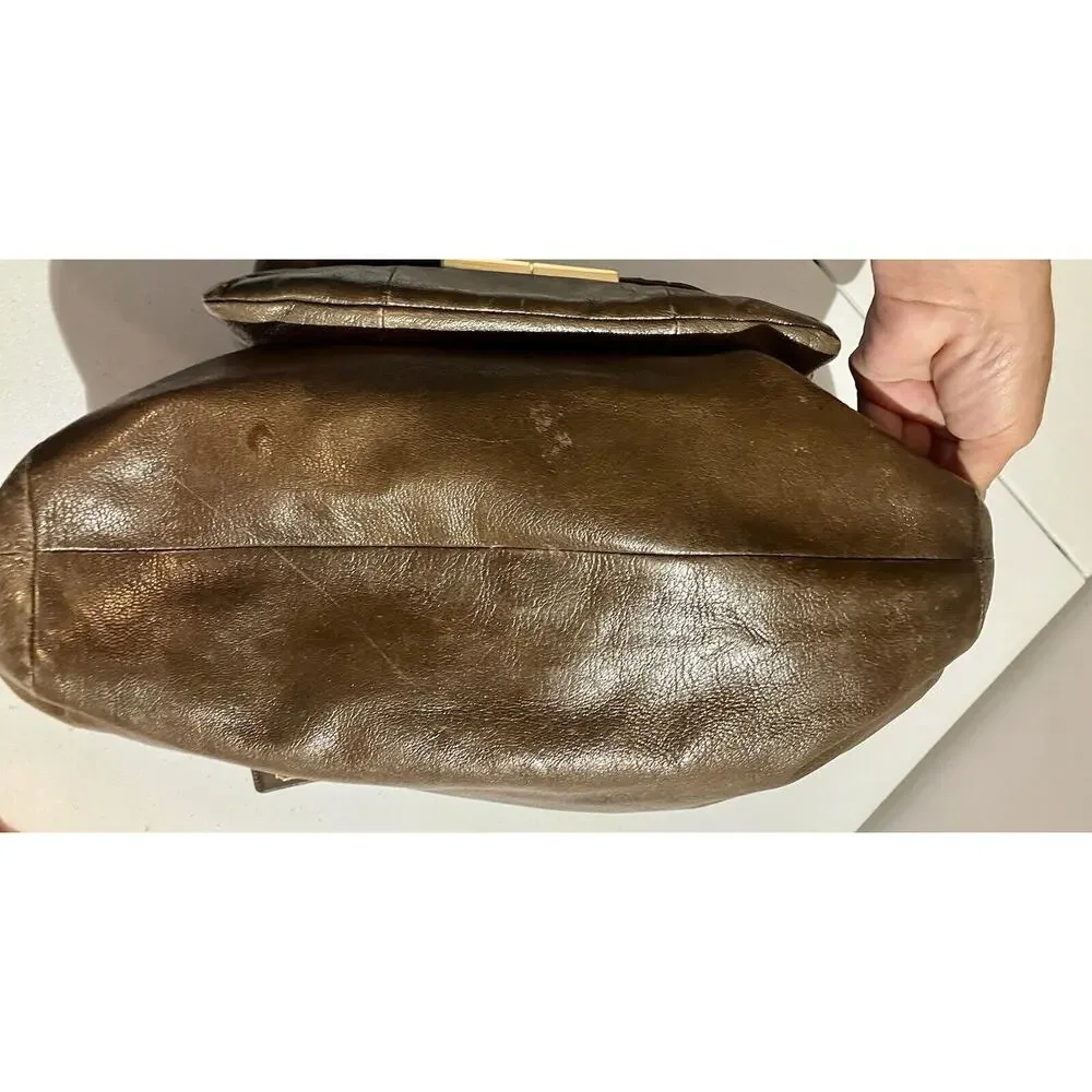Coach Kristin XL Brown Leather Slouchy Chain Hobo Tote Y2K Boho